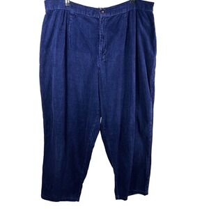 Vtg Ki-ko-mo Womens 24W Blue Corduroy Cotton Pleated High Rise Relaxed Fit Pants